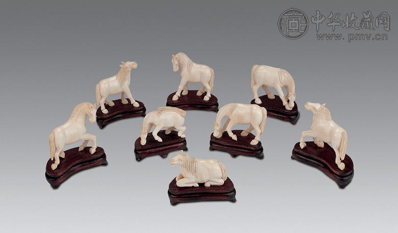 六十年代 牙雕大师仝玉洲雕象牙八骏