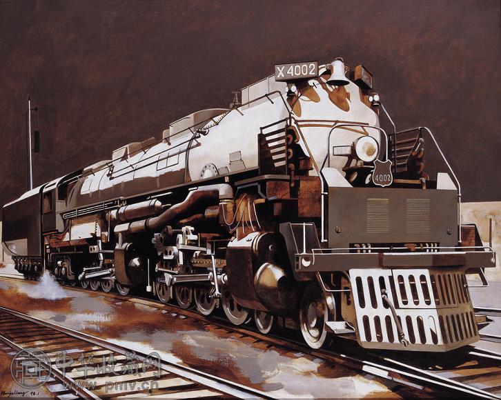 韩巨良 1998年 美国大男孩机车 布面油画