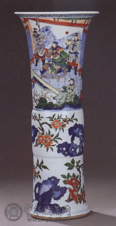 明末/清初 五彩三国演义图花觚