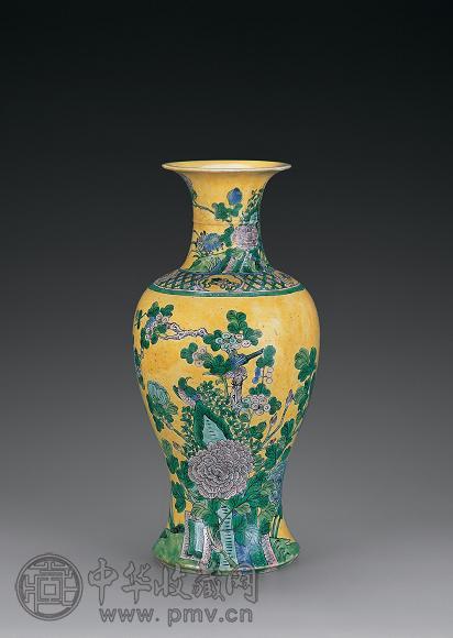 清光绪 素三彩喜雀登梅图观音瓶