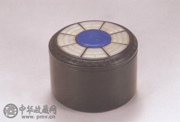 清中期 紫檀嵌玉八卦圆盒