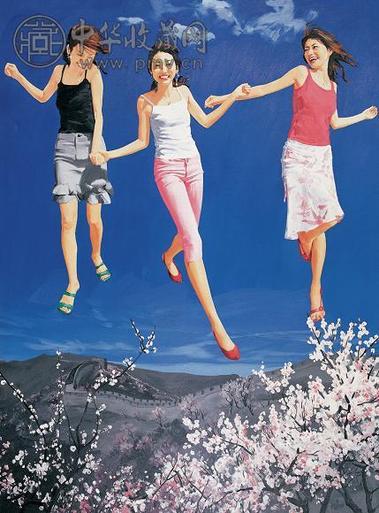 周伟华 2004年作 逍遥游?踏春图 布面油画