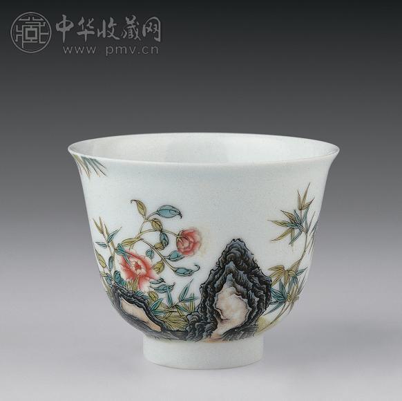 清雍正 珐琅彩花草竹石诗文杯