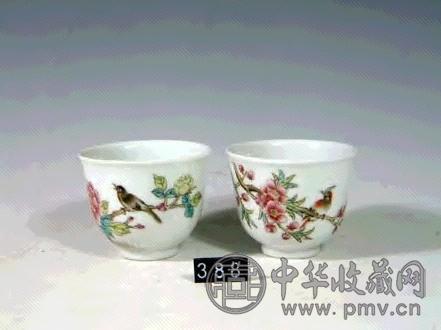 粉彩花鸟酒杯(2件)