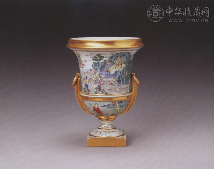 清中期 粉彩描金群仙祝寿图杯