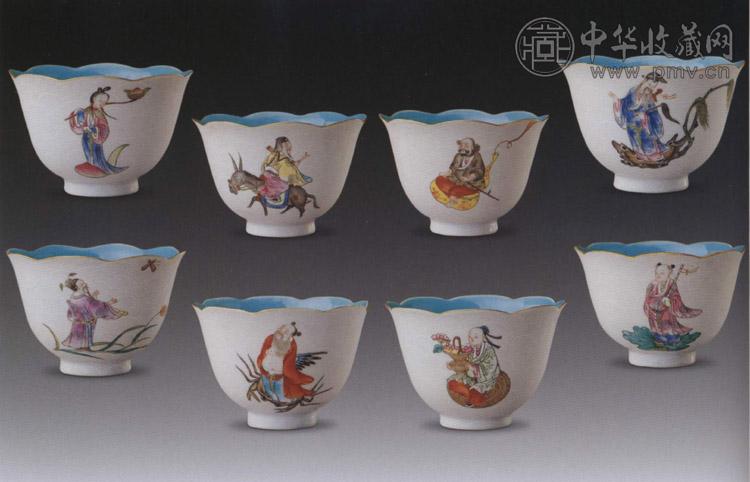 清道光 粉彩八仙人物杯(1套)