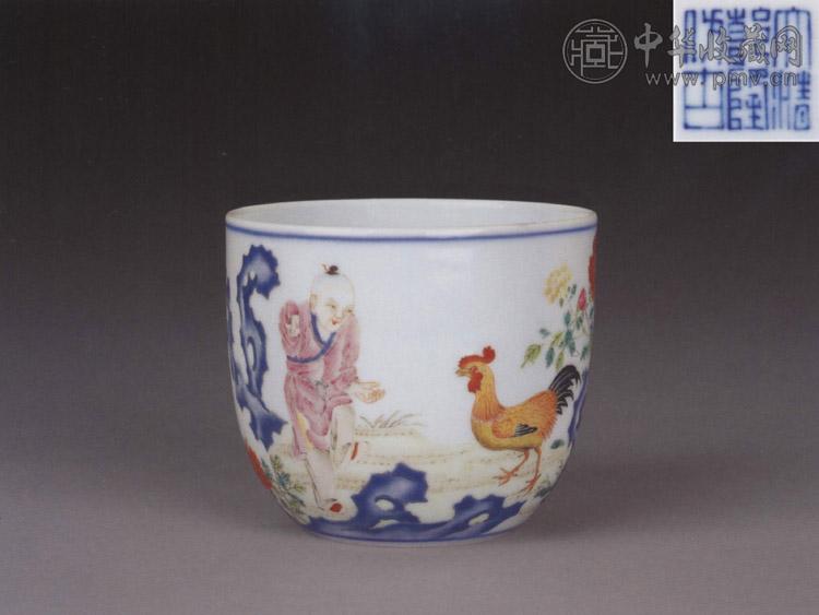 清乾隆 粉彩鸡缸杯
