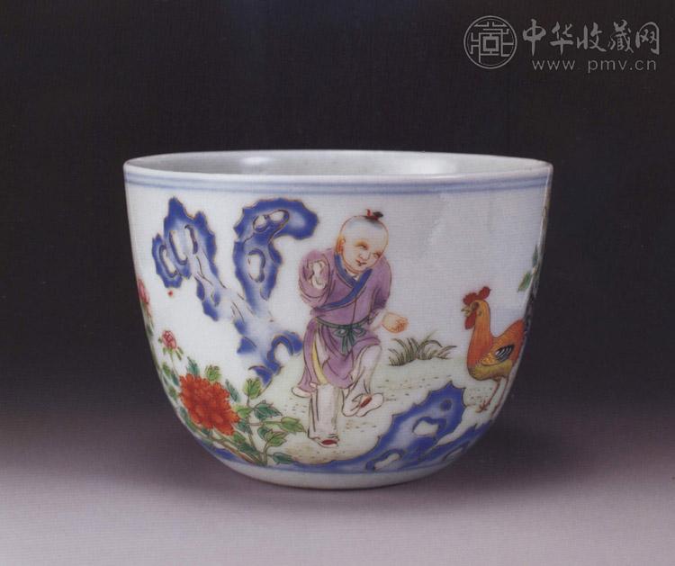 清乾隆 粉彩鸡缸杯