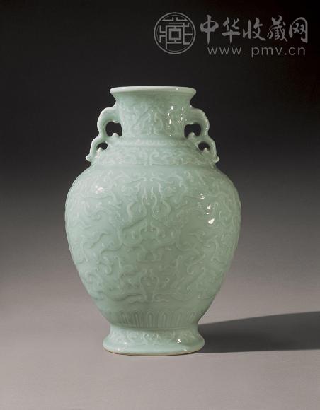 清乾隆粉青釉浮雕夔龙纹双耳瓶收藏资讯|艺术家|书画家|书画名人|书法家