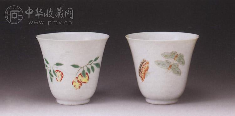 清道光 粉彩瓜蝶铃铛杯(2件)