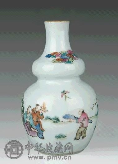 清同治 粉彩人物小葫芦瓶