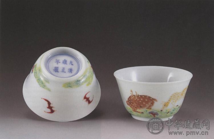 清雍正 粉彩福禄寿杯(2件)