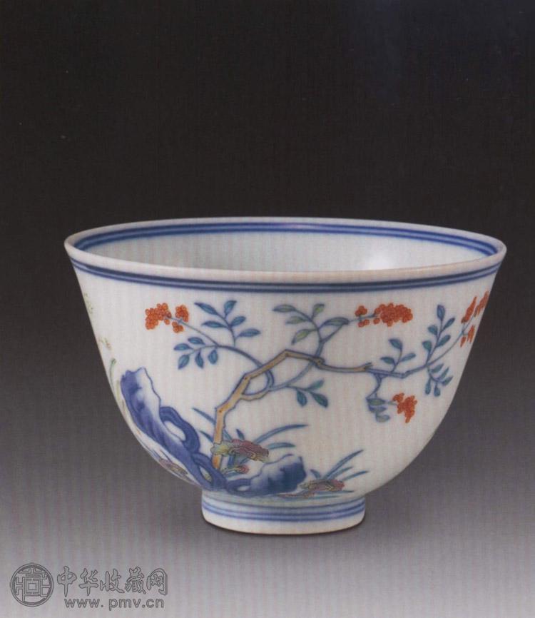 清道光 斗彩灵仙祝寿杯