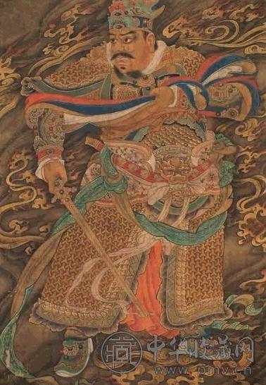 天王像 立轴 设色纸本