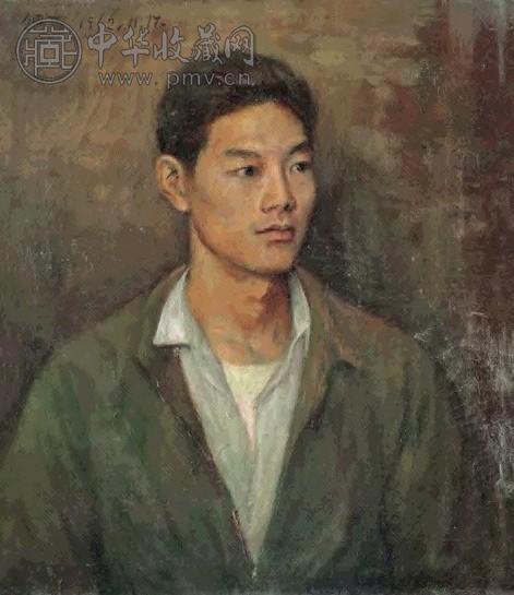 冯钢百 1962年 男青年肖像 布面油画