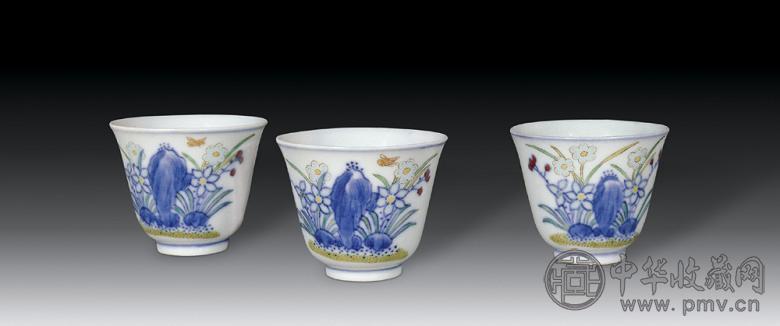 清光绪 斗彩水仙杯(3只)