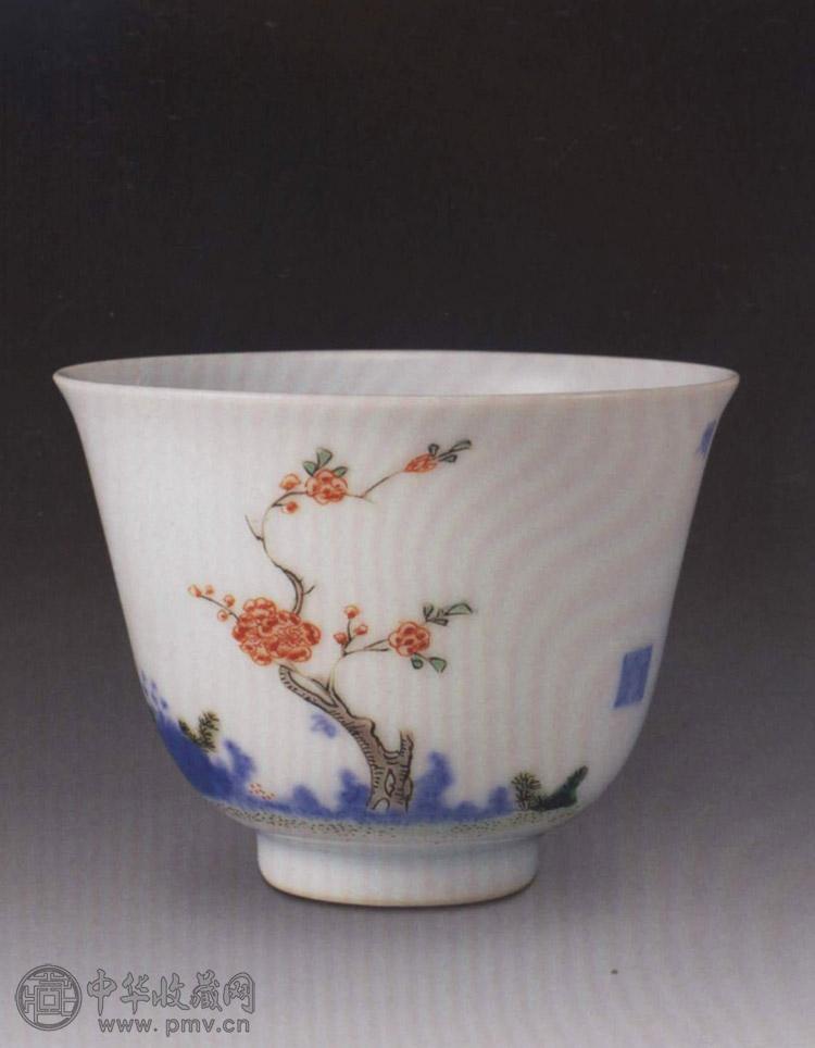 清康熙 五彩花卉小杯