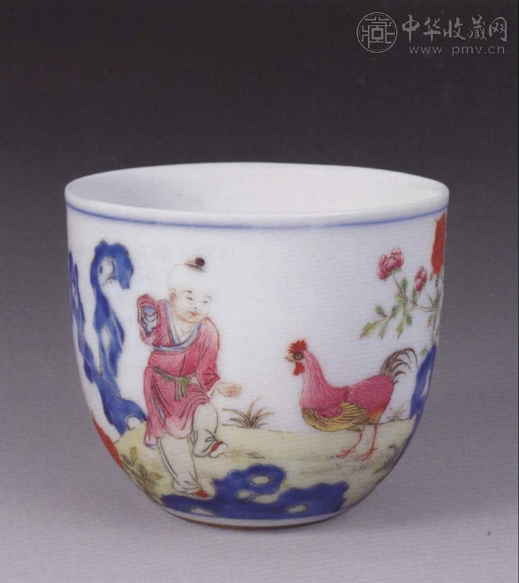 清光绪 粉彩鸡缸杯