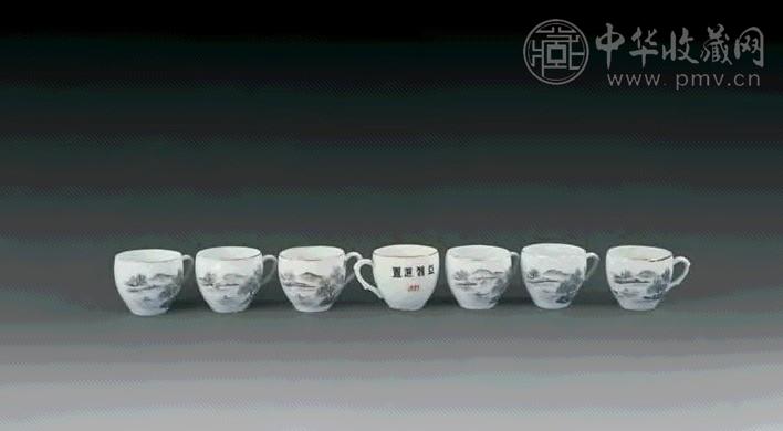 1937年 墨彩山水套杯(7个)
