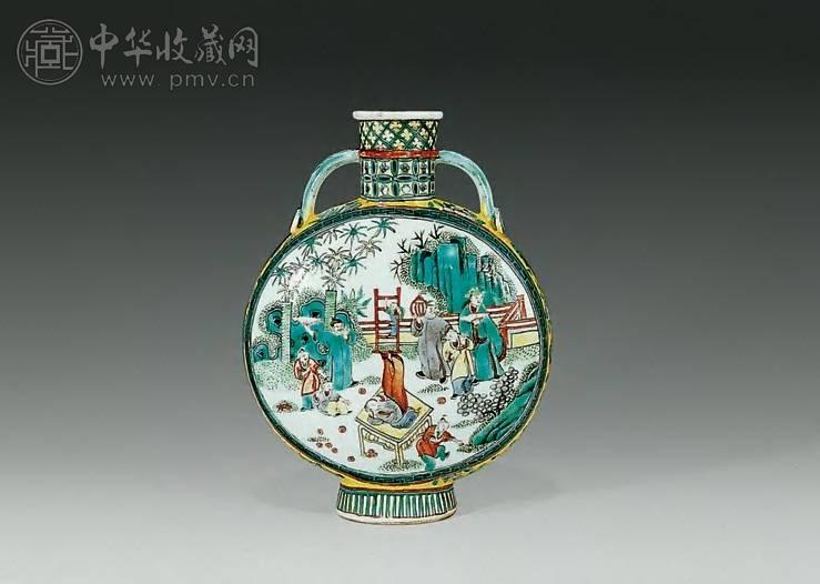 清同治五彩人物风俗图抱月瓶收藏资讯|艺术家|书画家|书画名人|书法家