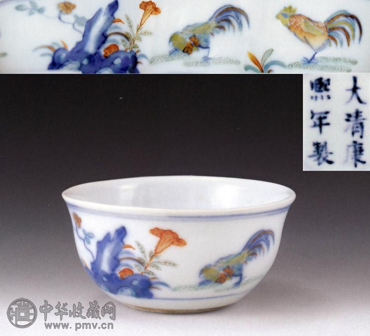 清康熙 斗彩鸡缸杯