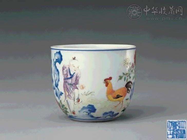 清乾隆 粉彩鸡缸杯