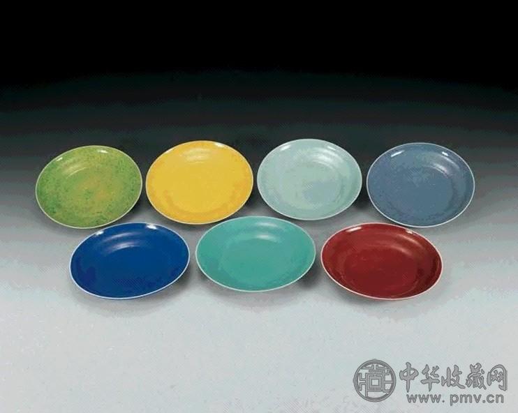 清光绪 单色釉盘 七件