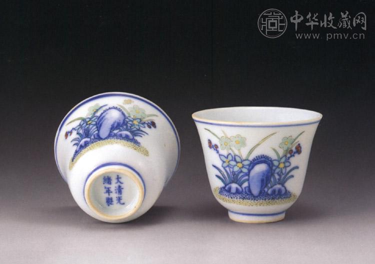 清光绪 斗彩花神杯(2件)