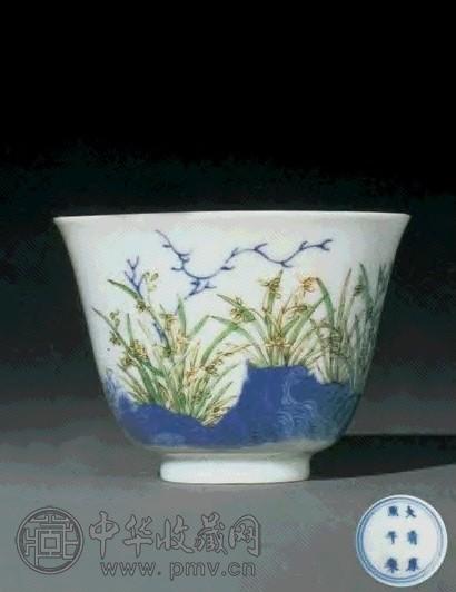 清康熙 五彩花神杯 七月