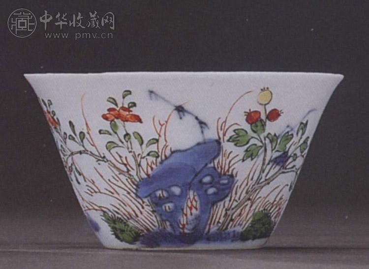 清康熙 五彩花石纹杯