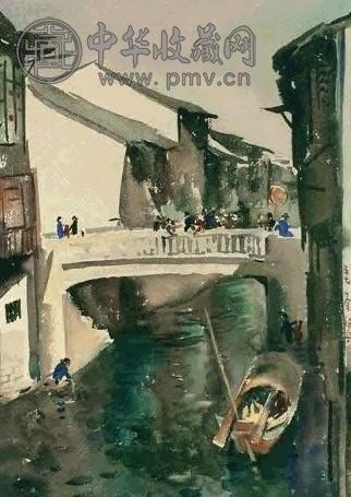 吴冠中 1957年作 绍兴水巷 镜心 水彩纸本