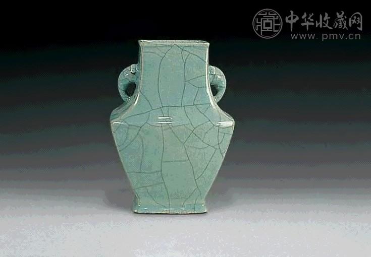 中国美術 哥釉 管耳 瓶 高23.5cm(HA393) 哥窑青釉贯耳瓶- 故宫博物院