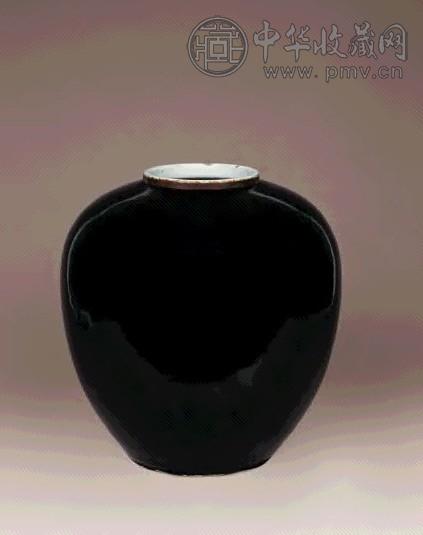 清康熙 乌金釉大罐