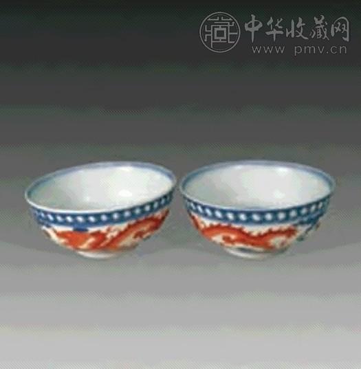 青花红龙小杯(2件)