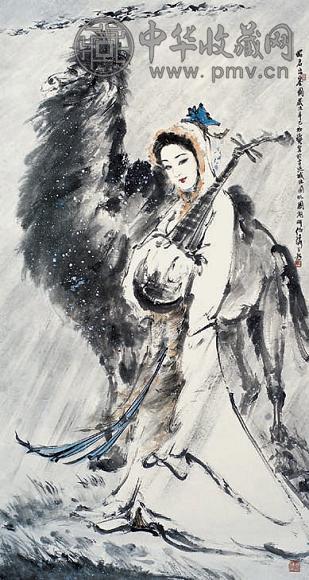 白伯骅 昭君出塞图 立轴 设色纸本