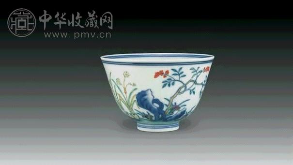 清道光 斗彩灵仙祝寿杯