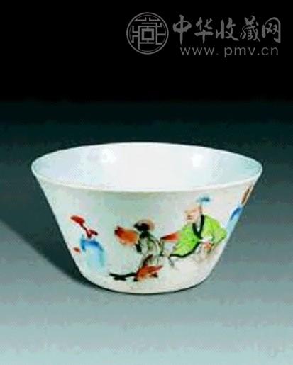 清雍正 墨彩人物小杯