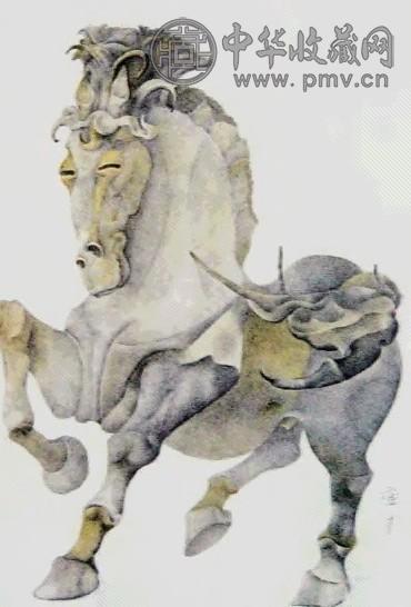 曹力 马之二(素描) 铅笔淡彩 素描