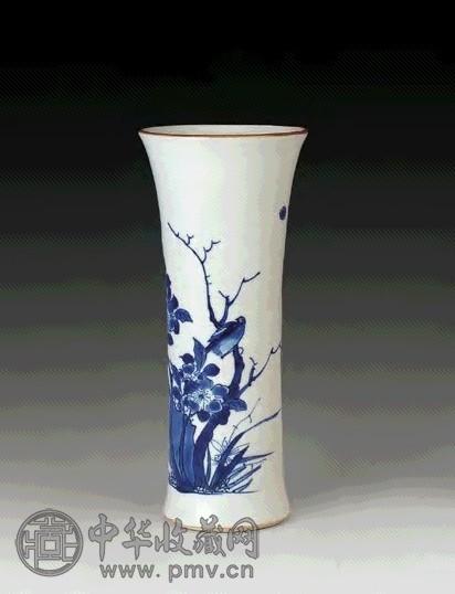 清康熙 青花花鸟纹小花觚