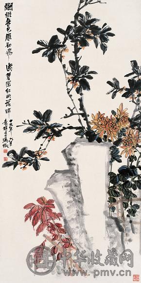 吴徵 花卉 立轴 纸本