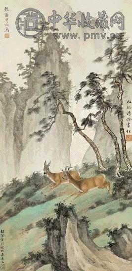 近现代 溥佺 松鹿图 轴