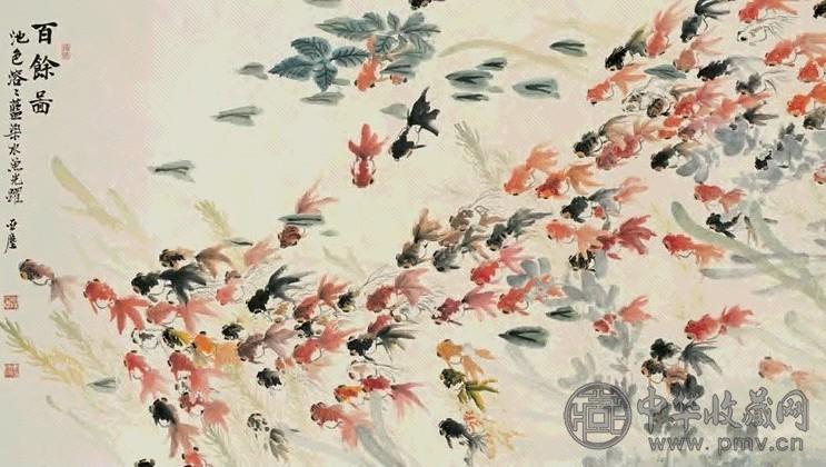 汪亚尘 百余图 横披 设色纸本