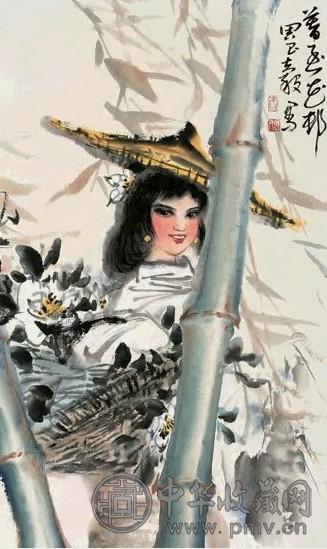 周昌谷 人物 立轴 设色纸本