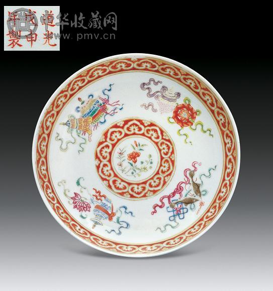 清道光 粉彩描金八宝小盘