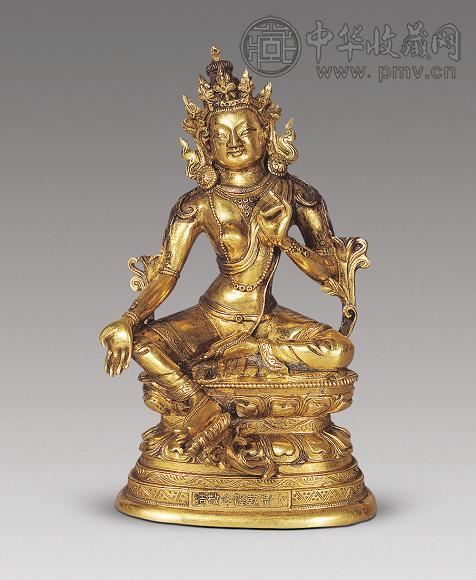 清乾隆 铜鎏金度母