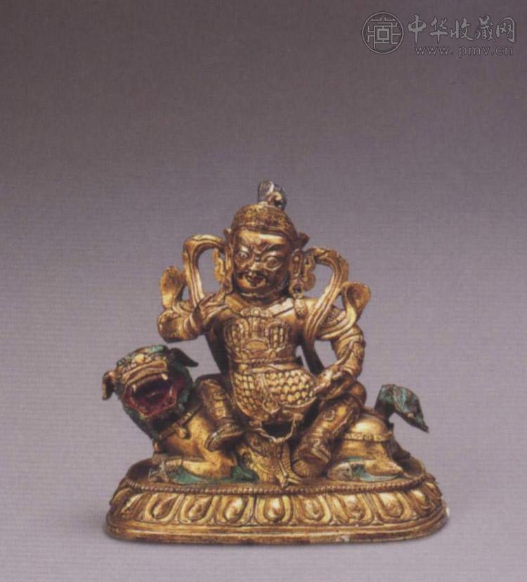 清中期 铜鎏金财宝天王像