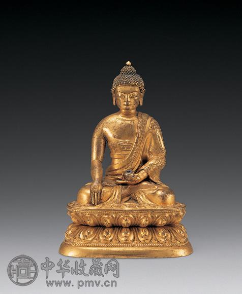 清中期 铜鎏金药师佛