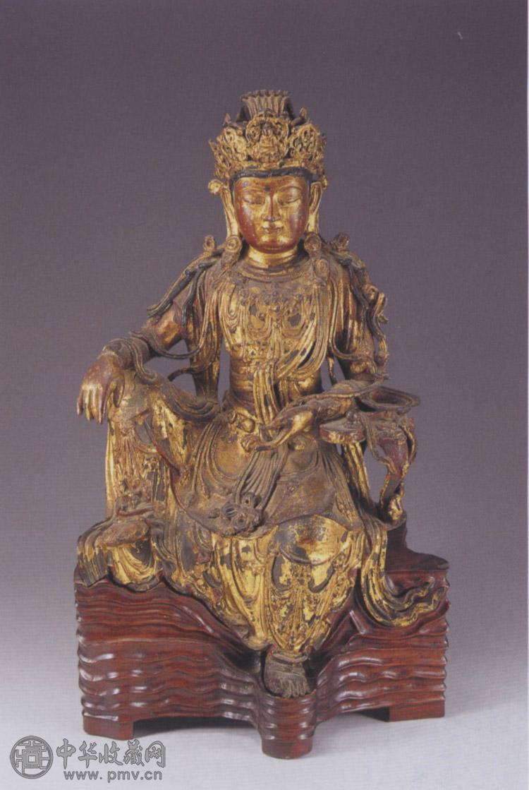 明 铜漆金观音坐佛