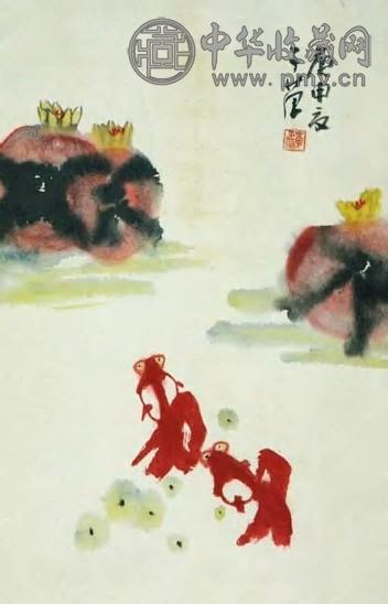 当代 崔子范 金鱼.枇杷 镜心