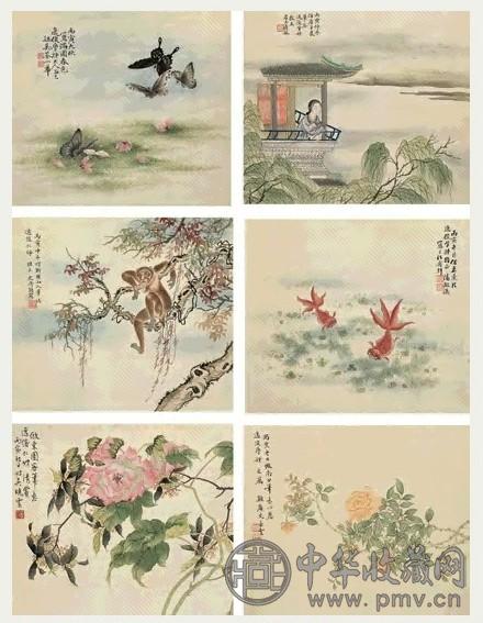 吴青霞 丙寅(1926年)作 十家女史杂画图册 册页(10开选6) 绢本设色